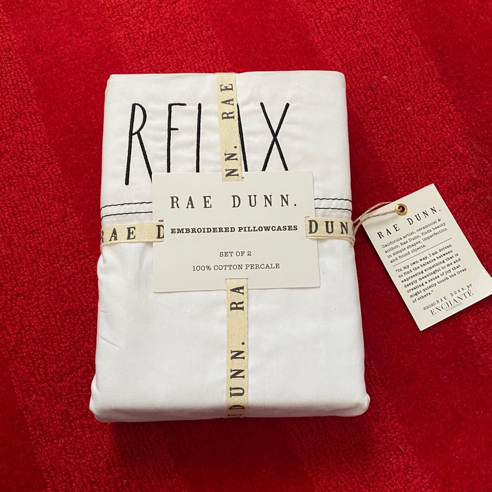 Rae Dunn 🌜RELAX🌛Embroidered Pillow Case